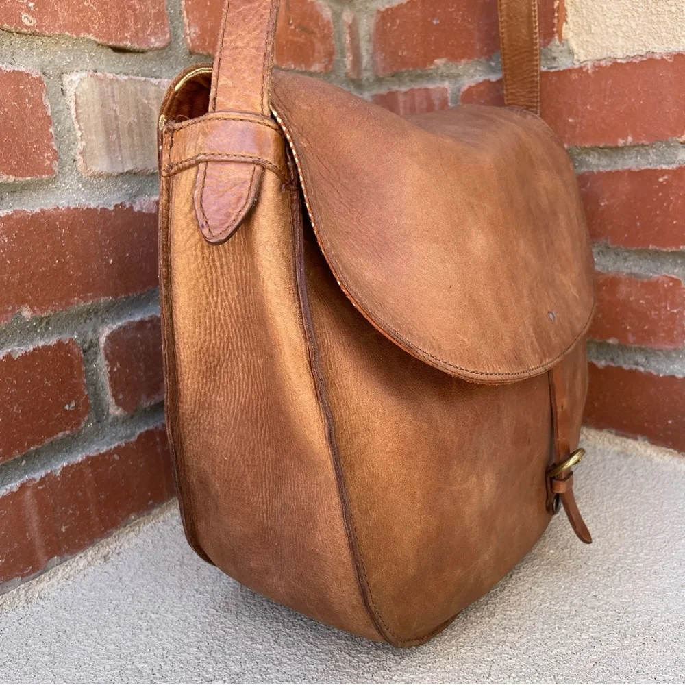J.Crew • RARE VTG • Genuine Leather Postal Satchel Crossbody Bag & Wool Scarf